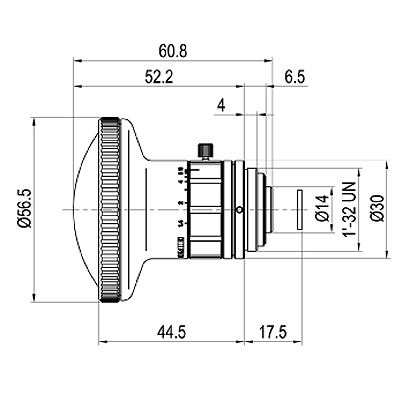 185°Fish-eye Lens: Outline View