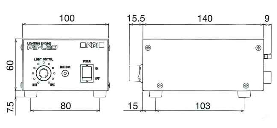 PS-LED:外観寸法図