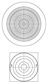 同心円レチクル：R1630　Dタイプ（点線クロス入り）図面