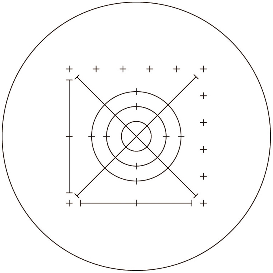 Steel Grain Size Test Scale (Cutting Method)：R2010 Enlarged Drawing