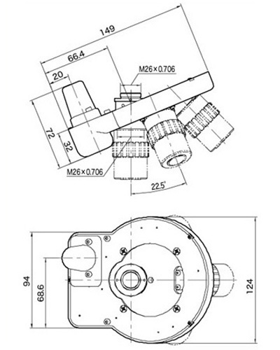 Motorized Revolving Nosepiece：Detailed dimension