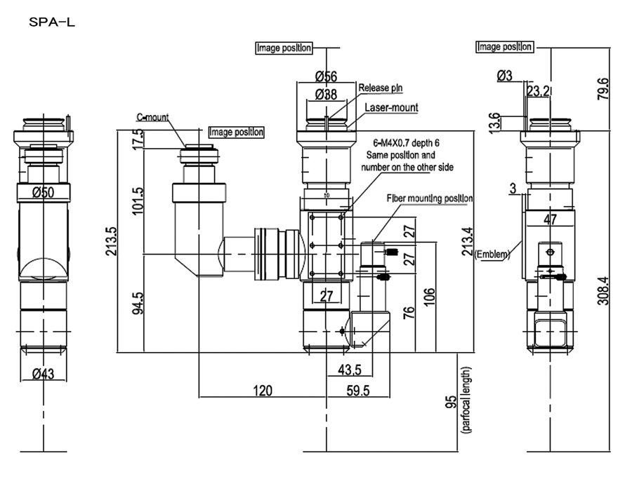 Microscope Unit Model SPA-L: Detailed dimension