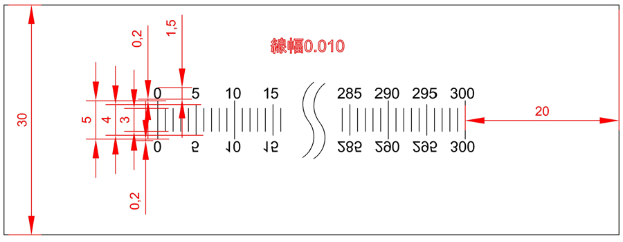 渋谷光学 ガラス 基準スケール(No.S1019) 】600mm 6000等分 線幅0.030