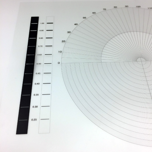 透明フィルムテストチャート(角度・R半径・線幅)：写真２