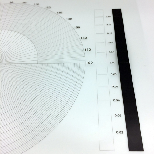 透明フィルムテストチャート(角度・R半径・線幅)：写真３