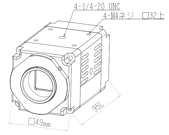 InGaAs近赤外カメラNVU3VD：外形図